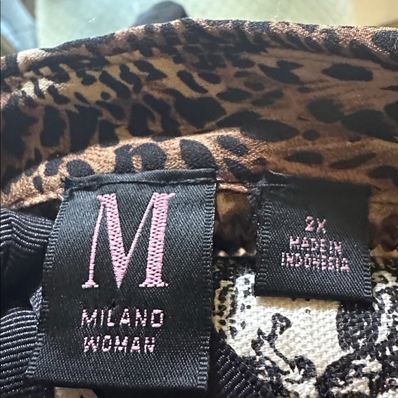 Milano Woman long Sleeve Button Front Crinkle Animal Print Blouse,size 2X NWT - Picture 2 of 5